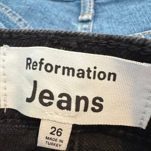 Reformation Womens Liza Slit Hem Ultra High Rise Straight Long Jeans 26 Black - Picture 6 of 14